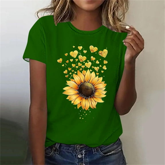 Fengqque 2025 Modern Women's Casual Round Neck Printed Pullover Short Sleeve T-Shirt