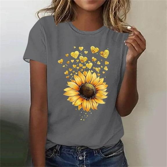 Fengqque 2025 Modern Women's Casual Round Neck Printed Pullover Short Sleeve T-Shirt