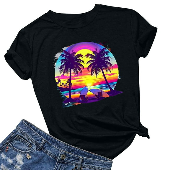 Fengqque 2025 Trendy Printed Short Sleeve T-Shirt