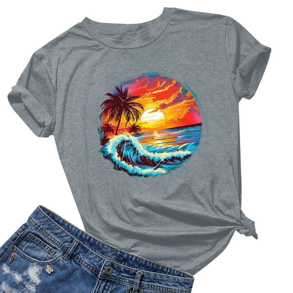 Fengqque 2025 Trendy Printed Short Sleeve T-Shirt