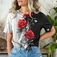 thumbnail image 1 of Fengqque 2025 Trendy Women's Floral Print Round Neck Short Sleeve Blouse, 1 of 4