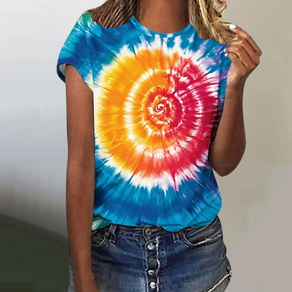 Fengqque 2025 Trendy Women's Regular Fit Round Neck Short Sleeve Printed Top