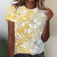 thumbnail image 1 of Fengqque 2025 Women's Retro Casual Print Round Neck Short Sleeve T-Shirt, 1 of 4