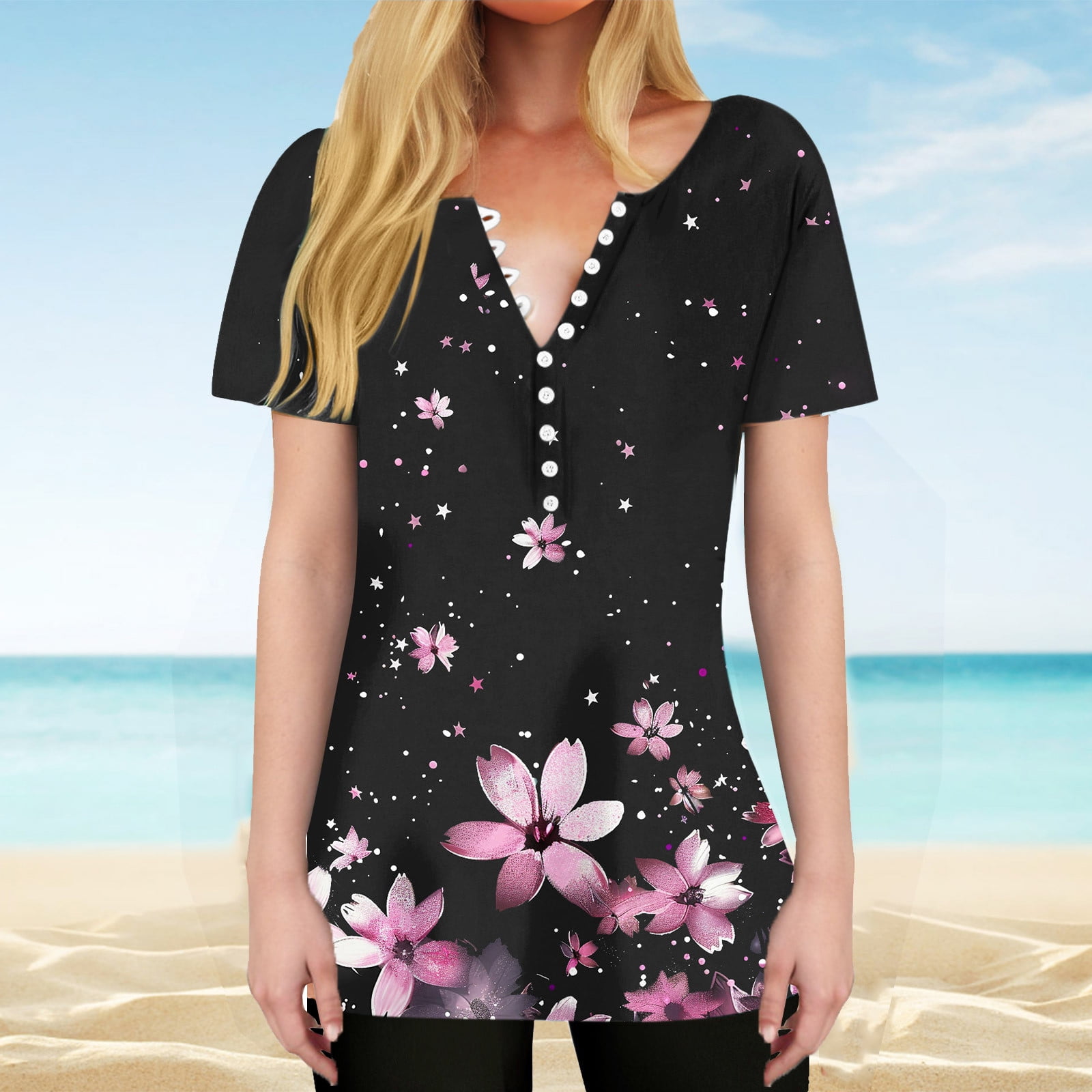 Short Sleeve Printed Blouse