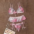 thumbnail image 1 of Fengqque 3Pcs Sexy Women's Pajamas Split Sexy Suit Underwear Sleepwear Set Lace Nightwear, 1 of 7