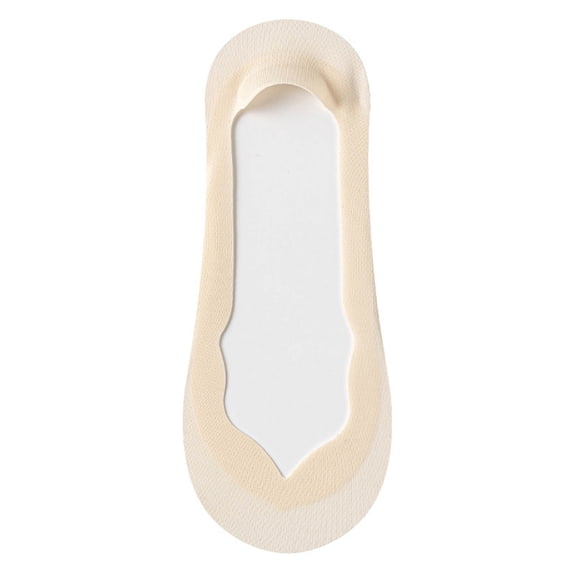 Fengqque 5PC Women's No Show Socks, Ultra Low Cut Liners Non Slip Footies for Flats Hidden Invisible Summer Socks Beige Free Size