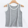 thumbnail image 1 of Fengqque Boy and Girl Sleeveless Tank Top Crew Neck Contrast Trim Letter Print Soft Casual Summer Top Gray 5-6 Years, 1 of 3