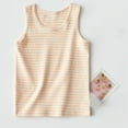 thumbnail image 1 of Fengqque Boy and Girl Striped Print Tank Tops Summer Crew Neck Slim Fit Sleeveless Tops Casual Basic Undershirts Vest Coffee 7-8 Years, 1 of 4