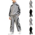 thumbnail image 1 of Fengqque Boy's Active Tracksuits Sets Full Zip Long Sleeve Sports Jogging Suits Athletic Running 2 Piece Sweatsuits Gray 14-15 Years, 1 of 6