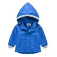thumbnail image 1 of Fengqque Boys Girls Rain Jackets Lightweight Zippered Breathable Waterproof Hooded Windbreakers for Kids Baby Pure Color Children's Windbreaker Hat Detachable Cute Western Style, 1 of 5