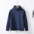 thumbnail image 1 of Fengqque Boys and Girls Autumn/Winter Long Sleeves High Neck Loose and Warm Pullover Sweater 2-12 Years Old Navy 150 11 Years, 1 of 3