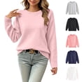 thumbnail image 1 of Fengqque Boys and Girls Crew Neck Drop Shoulder Knit Sweater Ribbed Cuffs and Hem Soft Solid Color Pullover White 14-15Years, 1 of 9