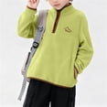 thumbnail image 1 of Fengqque Boys and Girls Polar Fleece Keep Warm Long Sleeved Stand Collar Quarter Zipper Pullover 4-15 Years Old Green 13 Years, 1 of 9