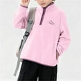 thumbnail image 1 of Fengqque Boys and Girls Polar Fleece Keep Warm Long Sleeved Stand Collar Quarter Zipper Pullover 4-15 Years Old Pink 9 Years, 1 of 9