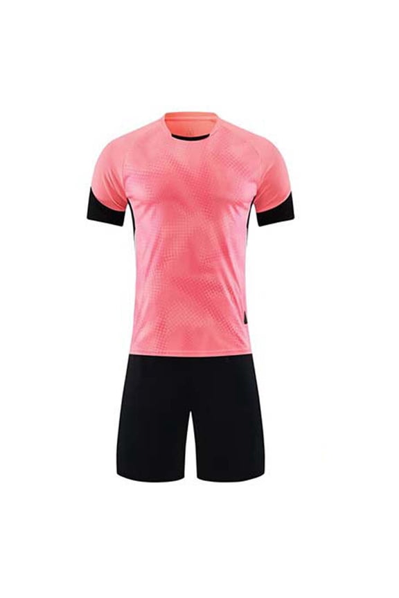 Boys and Girls Set Raglan Sleeve Two Tone Cuff Quick Dry Short Sleeve Elastic Waist Solid Shorts Sports Outfit Pink 3-4 Years