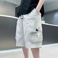 thumbnail image 1 of Fengqque Boys and Girls Shorts Summer Cargo Shorts Elastic Waist Drawstring Jogger Athletic Short with Pocket 6-16 Years Old White 13 Years, 1 of 6
