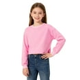 thumbnail image 1 of Fengqque Boys and Girls Solid Color Long Sleeved Round Neck Cotton Loose Fitting Pullover Shirt 3-15 Years Old Pink 13 Years, 1 of 9