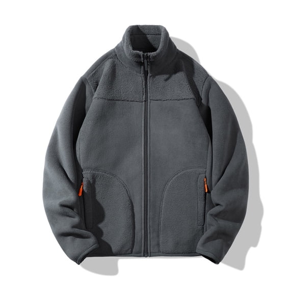 Fengqque Cardigan Sweaters for Men Full Zip Double-sided Fleece Up Stand Collar Slim Fit Cotton Jacket with Pockets Dark Gray XXL(XXL)