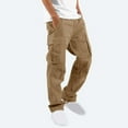 thumbnail image 1 of Fengqque Cargo Pants for Men,Mens Casual Straight Leg Stretch Cargo Pants Lightweight Relaxed Fit Drawstring Elastic Waist Pants with Multi Pockets Khaki 6(M), 1 of 9
