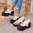 thumbnail image 1 of Fengqque Chunky Block Heel Loafers for Women Closed Suede Round Toe Fleece-lined Pumps Slip On Dress Shoes Women's Loafers Khaki 9.5(43), 1 of 9
