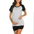 thumbnail image 1 of Fengqque Comfortable Fit Postpartum Maternity Maternity Nursing Set Color Short Sleeve Pregnant Breastfeeding Casual Shorts Pajamas Set, 1 of 8