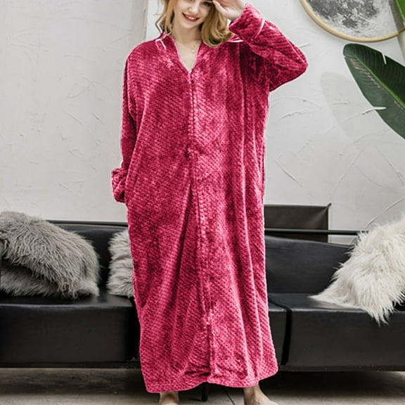 Fengqque Comfortable Fit Postpartum Maternity Maternity Nursing Set Robe Bathrobe Lengthening Keep Warm Lapel Same Style Long Sleeve