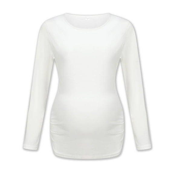 Fengqque Comfortable and Convenient Women's Nursing Tops Solid Color Long Sleeve Pregnant Casual Clothes Top