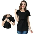 thumbnail image 1 of Fengqque Comfortable and Convenient Women's Nursing Tops Solid Comfortable Short Sleeve T-Shirt Blouse Round Neck Casual Tops, 1 of 6