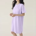 thumbnail image 1 of Fengqque Cotton Nightgown for Women Short Sleeve Round Neck Side Slit Nightshirt Solid Color Casual Loungewear Purple XXL, 1 of 6