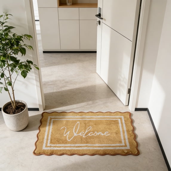 Fengqque Door Mat Anti-slip Natural Wave Area Rug Braided Entry Mat Eco-Friendly Indoor Rug for Doorway,15" x 23"