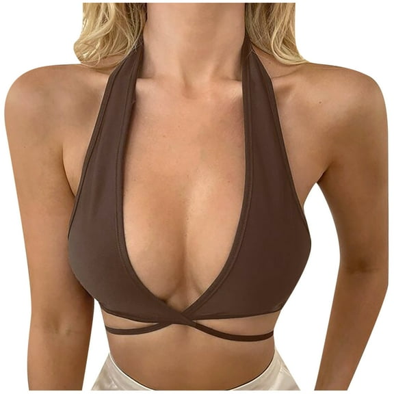 Fengqque Fashion Sexy Womens Halter Bandage Solid Slimming Top Short Ladies Camis Vest