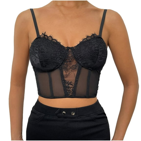 Fengqque Fashion Sexy Womens Patchwork Solid Chest Wrap Short Ladies Camis Tops Vest