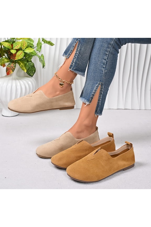Flats Shoes for Women Slip on Round Toe Comfortable Women's Flats Ballet Flats Shoes Loafers Khaki 9(42)