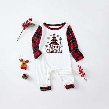 Fengqque Full Size Christmas Pajamas for Family Christmas Day Holiday Matching Sets Parent-Child Baby Plaid Printed Blouse Tops Pants Family Matching Pajamas Set