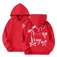 thumbnail image 1 of Fengqque Girl's Autumn and Winter Long Sleeved Bow Print Hoodie Pocket Loose Fitting Pullover 2-14 Years Old Red 9 Years, 1 of 8