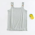 thumbnail image 1 of Fengqque Girls Cotton Ribbed Camisole Double Thin Straps Shoulder Bow Decoration Ruffled Hem Summer Top Green 11-12 Years, 1 of 3