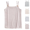 thumbnail image 1 of Fengqque Girls Cotton Ribbed Camisole Double Thin Straps Shoulder Bow Decoration Ruffled Hem Summer Top Pink 13-14 Years, 1 of 8