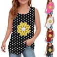 thumbnail image 1 of Fengqque Girls Flower Print Crewneck Tank Tops Graphic Curved Hem Sleeveless Tops Summer Casual Loose Fit Shirts, 1 of 6