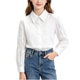 thumbnail image 1 of Fengqque Girls Long Sleeve Button Down Blouse Adjustable Dstring Puff Sleeves Loose Fit Shirt 5-15 Years White-F 13-14 Years, 1 of 6