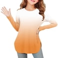 thumbnail image 1 of Fengqque Girls Long Sleeve Round Neck Gradient Color Shirts Curve Hem Side Slit Soft Tunic Tops T-Shirts Orange 5 Years, 1 of 7