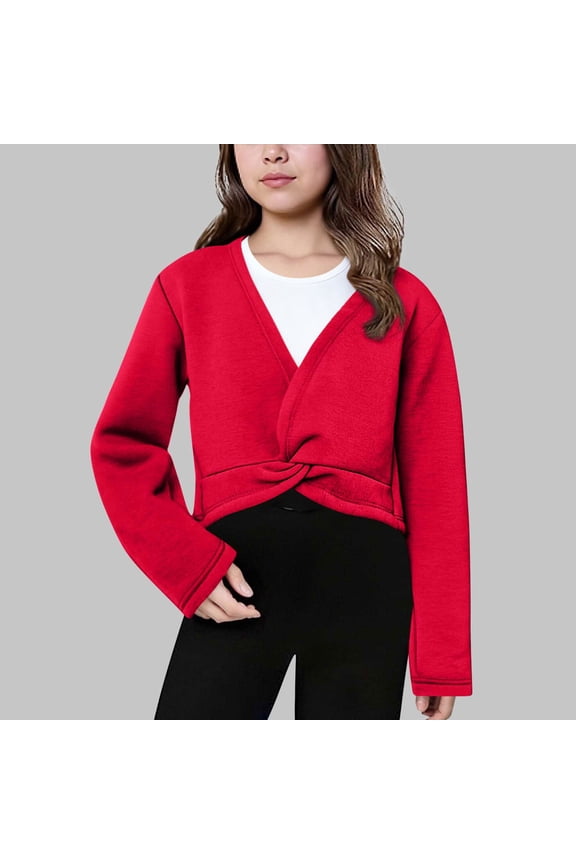 Girls Loose and Comfortable Ballet Wrap Tops Kids Long Sleeve Dance Cotton Coat 4-13 Years Old Hot Pink 11 Years