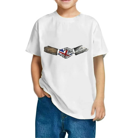 Fengqque Independence Day Cotton T-Shirts for Boys & Girls - Short Sleeve, Cute Prints, Festive & Comfortable