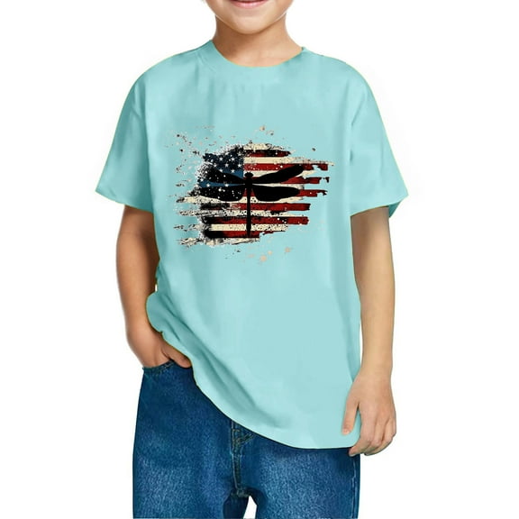 Fengqque Independence Day Cotton T-Shirts for Boys & Girls - Short Sleeve, Cute Prints, Festive & Comfortable