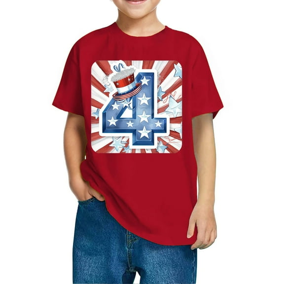Fengqque Independence Day Cotton T-Shirts for Boys & Girls - Short Sleeve, Cute Prints, Festive & Comfortable
