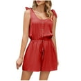 thumbnail image 1 of Fengqque Jumpers for Women with Overalls Casual Jumpsuits Plus Size Summer Solid Sleeveless Round Neck Pocket Loose Short Playsuits Rompers Jumpsuit, 1 of 8
