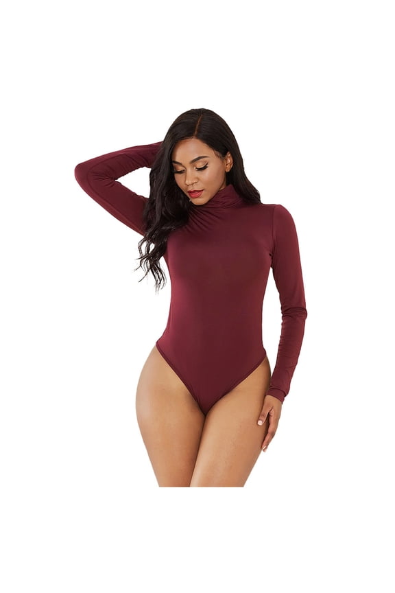Jumpers for Women with Overalls Casual Jumpsuits Plus Size Summer Turtleneck Long Sleeve Bodysuit Leotard Top Blouse Jumpsuit Romper