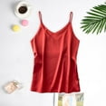 thumbnail image 1 of Fengqque Ladies Solid Color Erotic Sexy Deep V Satin Sexy Camisole Vest Top Pajama, 1 of 4