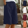 thumbnail image 1 of Fengqque Linen-cotton Shorts for Women Pull On Casual Athletic Bermuda Shorts Pants Drawstring Long SweatShorts with Pockets White XL(XL), 1 of 9