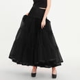 thumbnail image 1 of Fengqque Long Tulle Skirt for Women Solid Color Elastic Trendy High Waisted A Line Fluffy Fairy Mesh Ruffle Skirt Black M(M), 1 of 9