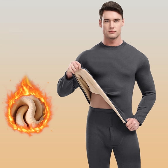 Fengqque Long thermal Underwear for Men Skiing Winter Warm Hunting Gear Fleece Lined Base Layer Set Dark Gray XXXXL(XXXXL)